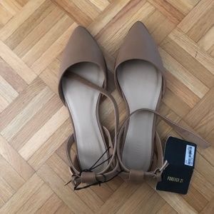 Forever21 Caramel Brown Flats with Ankle Strap